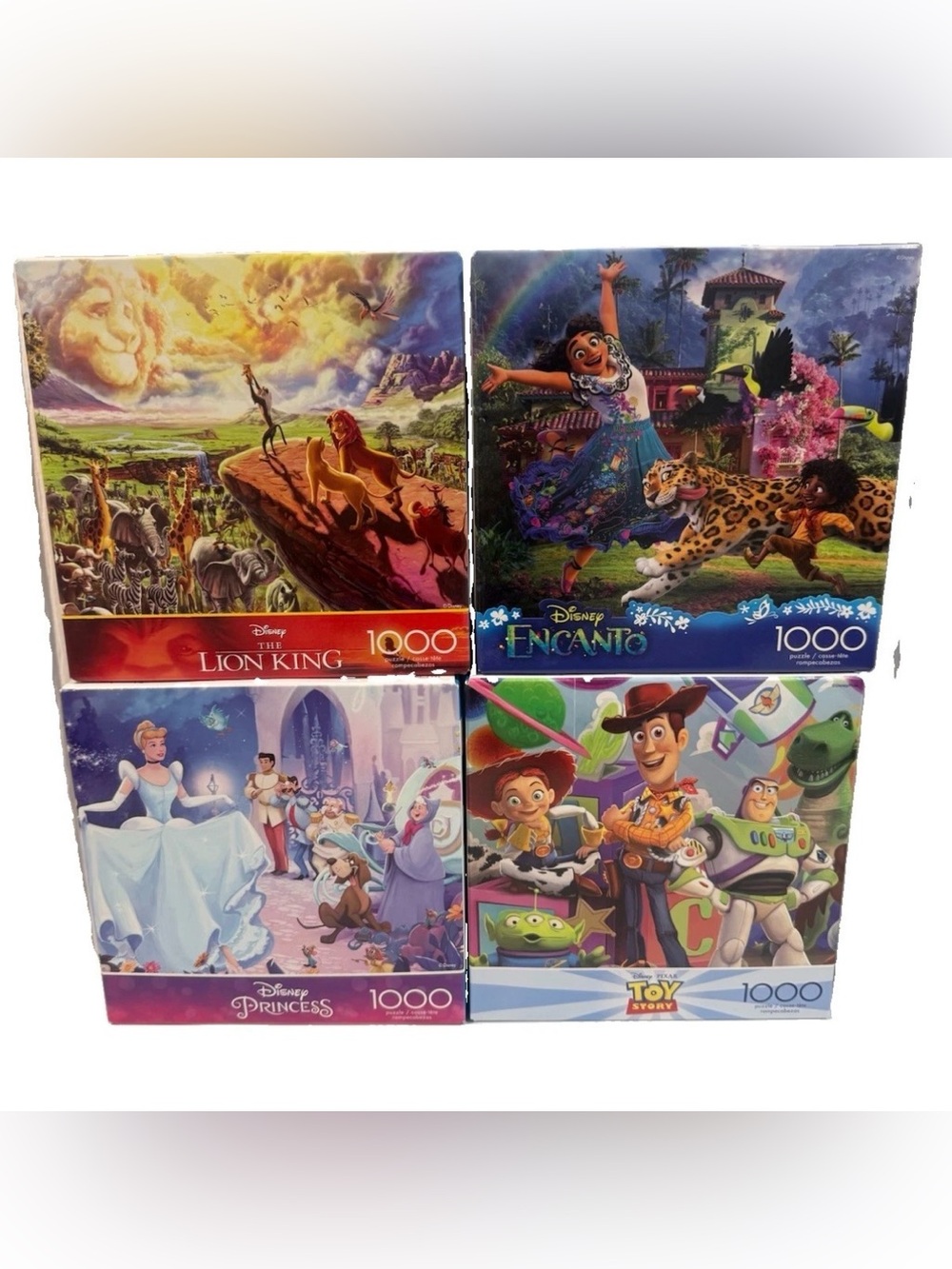 Disney 1000 Piece Puzzle Lot of 4 Lion King Encanto Princess Toy Story Used